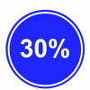Kortingstickers 30%, blauw
